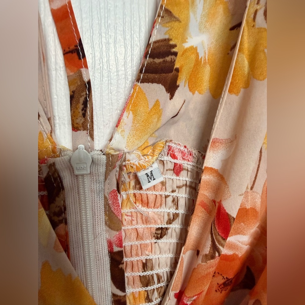 Floral Smocked V-Neck Midi Dress - Picture 4 of 6